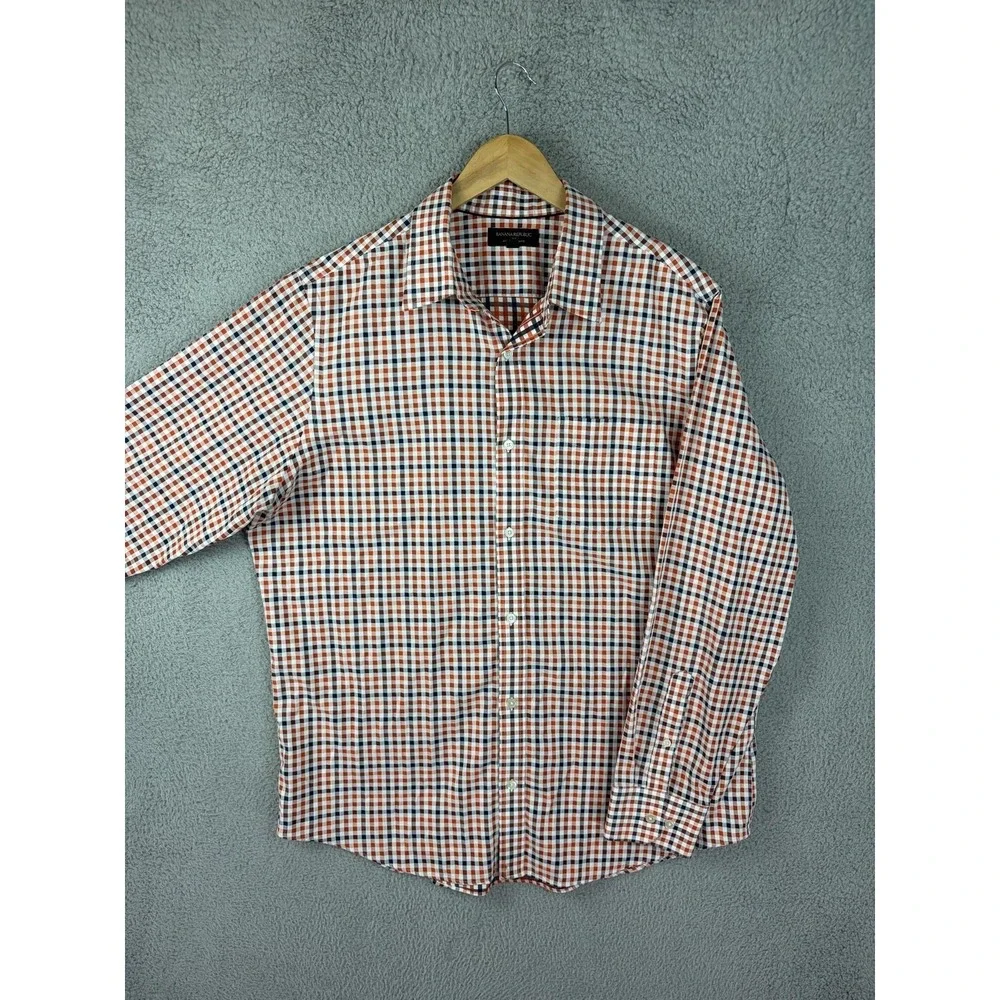 Banana Republic Dress Shirt Mens XL Multicolor Gingham Non Iron Slim Fit Mens